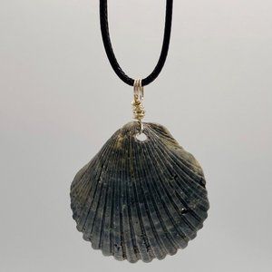 Shell Pendant on 20" Black Cord Necklace; B20-22
